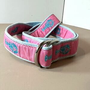 Preston Belt L Large 48" Pink Blue Lobster Print Preppy Maine Golf Beach